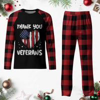 Thank You Veterans Plaid Pajama Set Patriotic Veterans Day Grunge USA Flag Heart - Wonder Print Shop