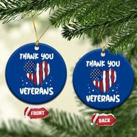 Thank You Veterans Ceramic Ornament Patriotic Veterans Day Grunge USA Flag Heart - Wonder Print Shop