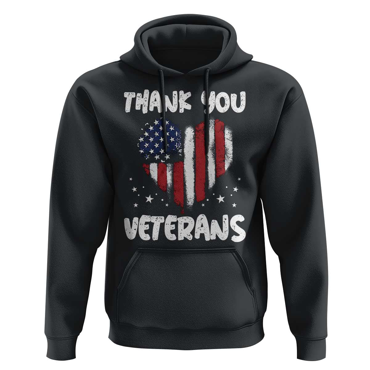Thank You Veterans Hoodie Patriotic Veterans Day Grunge USA Flag Heart - Wonder Print Shop