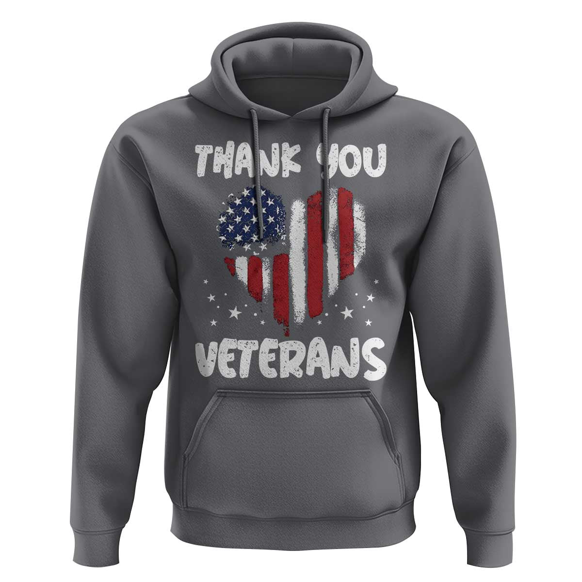 Thank You Veterans Hoodie Patriotic Veterans Day Grunge USA Flag Heart - Wonder Print Shop