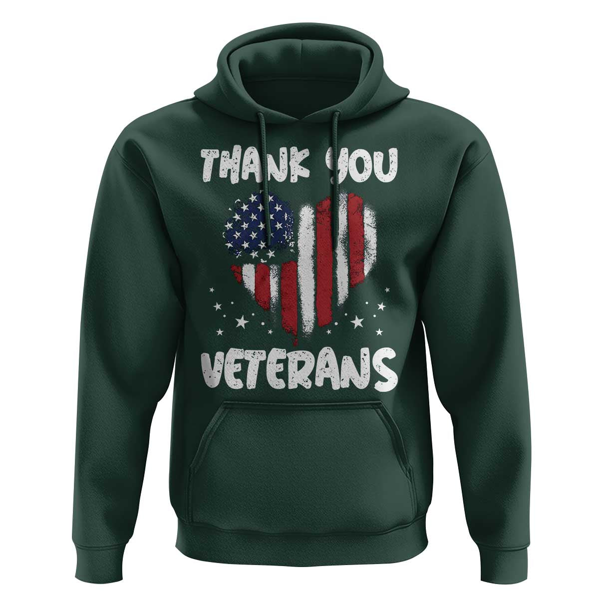 Thank You Veterans Hoodie Patriotic Veterans Day Grunge USA Flag Heart - Wonder Print Shop