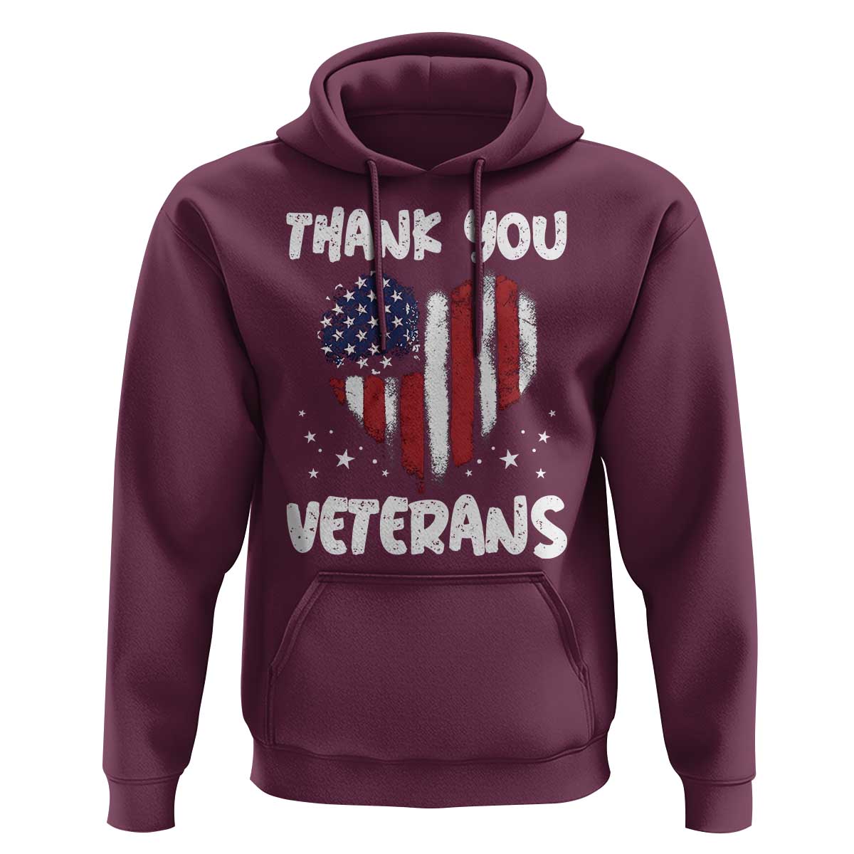 Thank You Veterans Hoodie Patriotic Veterans Day Grunge USA Flag Heart - Wonder Print Shop