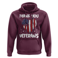 Thank You Veterans Hoodie Patriotic Veterans Day Grunge USA Flag Heart - Wonder Print Shop