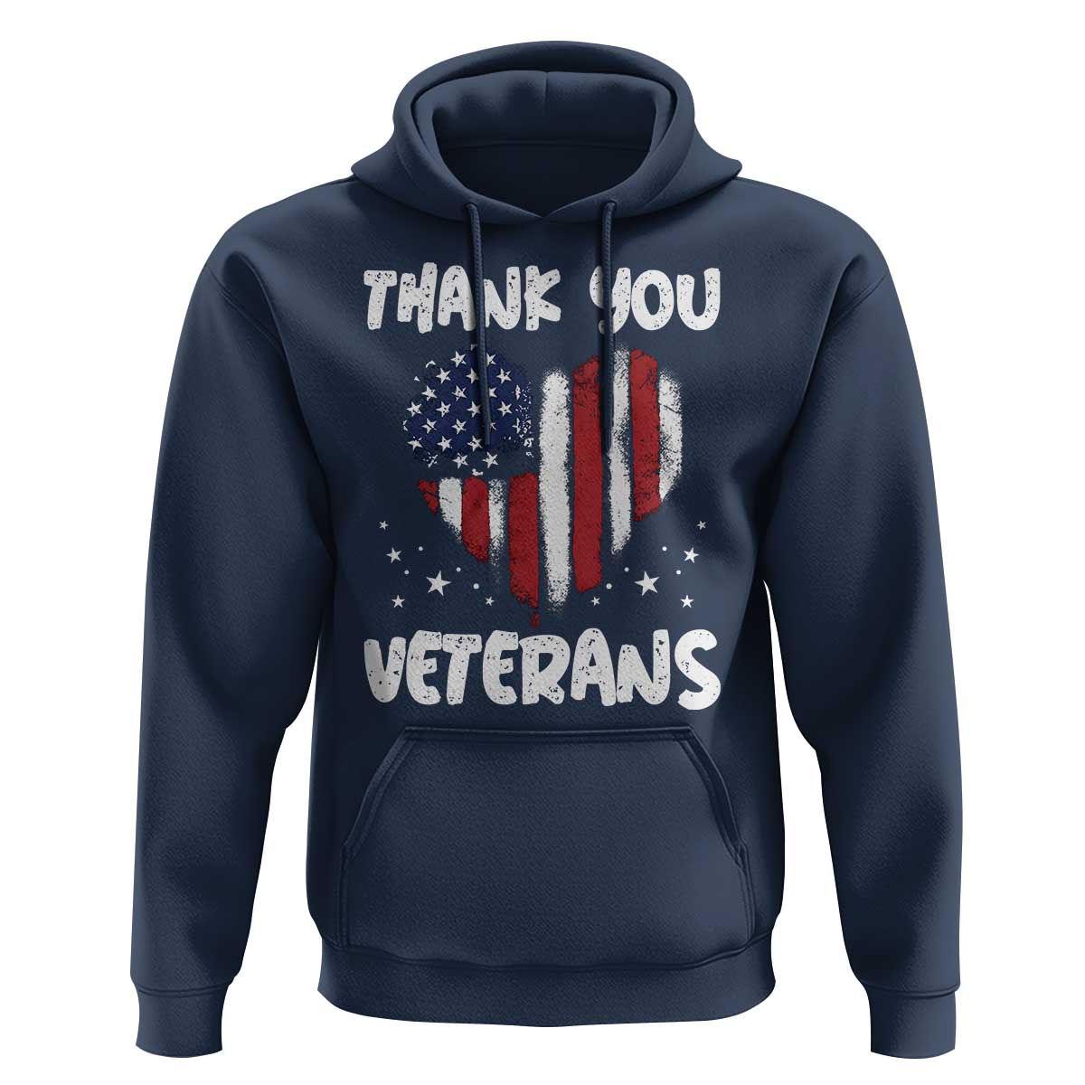 Thank You Veterans Hoodie Patriotic Veterans Day Grunge USA Flag Heart - Wonder Print Shop