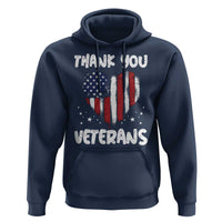 Thank You Veterans Hoodie Patriotic Veterans Day Grunge USA Flag Heart - Wonder Print Shop