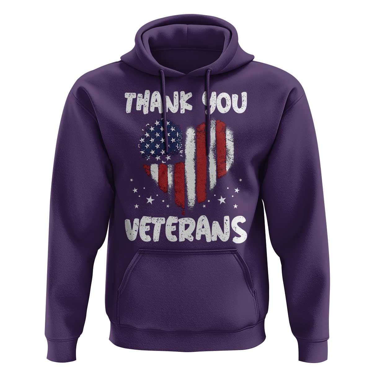 Thank You Veterans Hoodie Patriotic Veterans Day Grunge USA Flag Heart - Wonder Print Shop