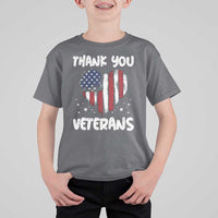 Thank You Veterans T Shirt For Kid Patriotic Veterans Day Grunge USA Flag Heart - Wonder Print Shop