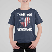 Thank You Veterans T Shirt For Kid Patriotic Veterans Day Grunge USA Flag Heart - Wonder Print Shop