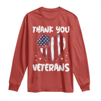 Thank You Veterans Long Sleeve Shirt Patriotic Veterans Day Grunge USA Flag Heart - Wonder Print Shop