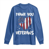 Thank You Veterans Long Sleeve Shirt Patriotic Veterans Day Grunge USA Flag Heart - Wonder Print Shop