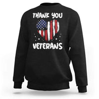 Thank You Veterans Sweatshirt Patriotic Veterans Day Grunge USA Flag Heart - Wonder Print Shop