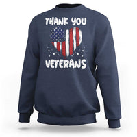 Thank You Veterans Sweatshirt Patriotic Veterans Day Grunge USA Flag Heart - Wonder Print Shop