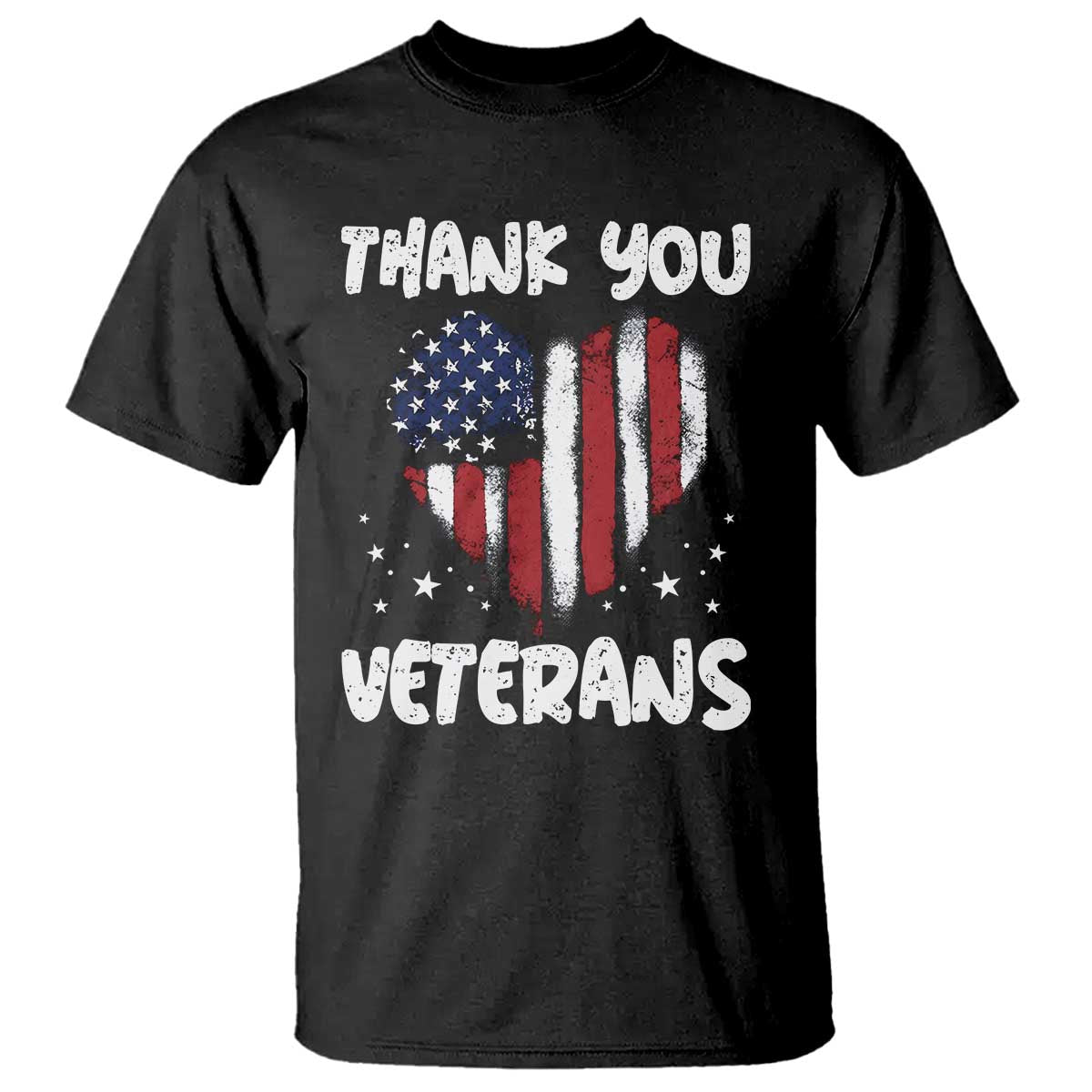 Thank You Veterans T Shirt Patriotic Veterans Day Grunge USA Flag Heart - Wonder Print Shop