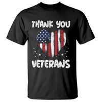 Thank You Veterans T Shirt Patriotic Veterans Day Grunge USA Flag Heart - Wonder Print Shop
