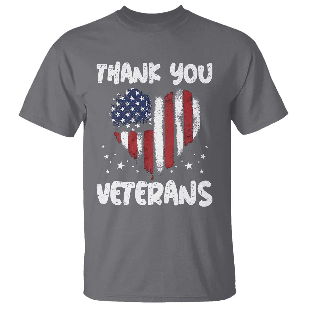Thank You Veterans T Shirt Patriotic Veterans Day Grunge USA Flag Heart - Wonder Print Shop