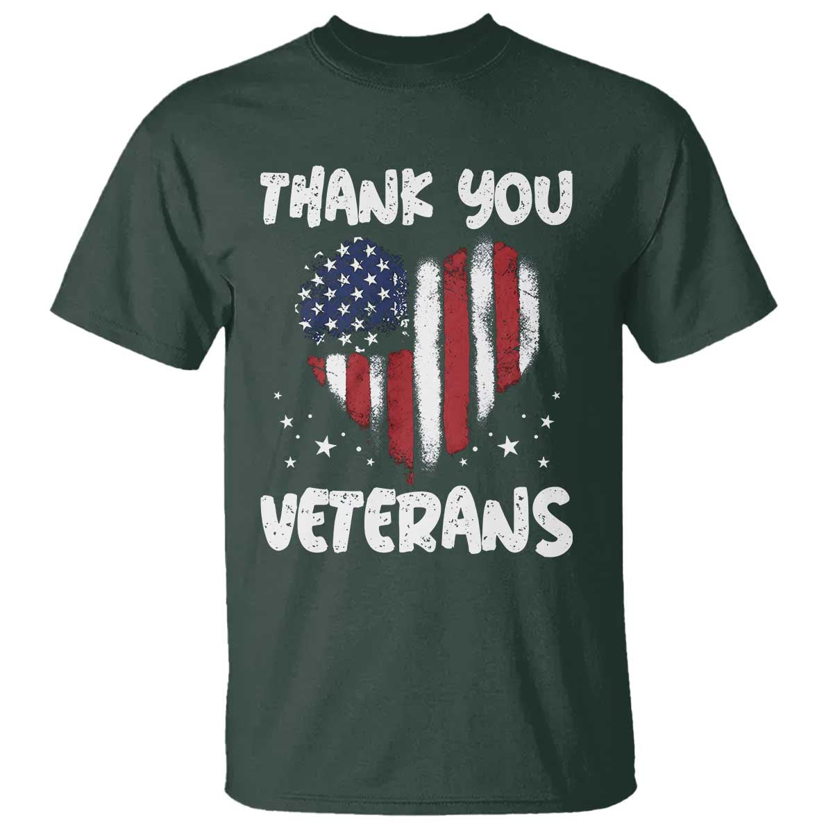 Thank You Veterans T Shirt Patriotic Veterans Day Grunge USA Flag Heart - Wonder Print Shop