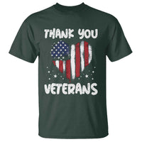 Thank You Veterans T Shirt Patriotic Veterans Day Grunge USA Flag Heart - Wonder Print Shop