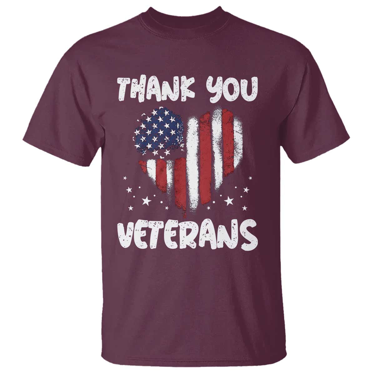 Thank You Veterans T Shirt Patriotic Veterans Day Grunge USA Flag Heart - Wonder Print Shop