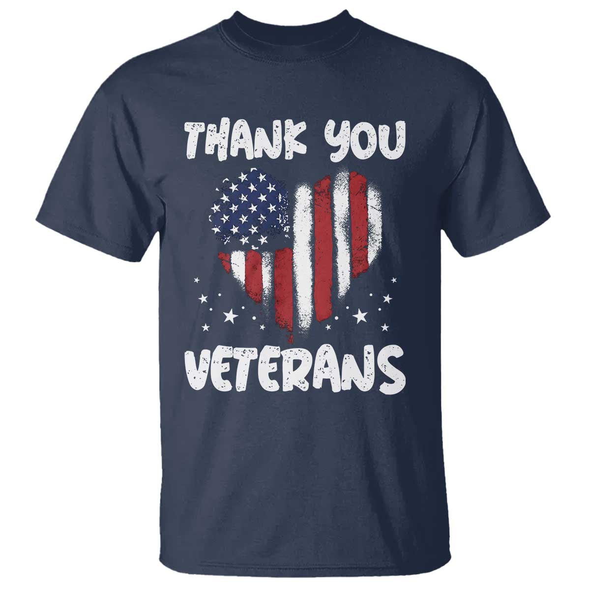 Thank You Veterans T Shirt Patriotic Veterans Day Grunge USA Flag Heart - Wonder Print Shop