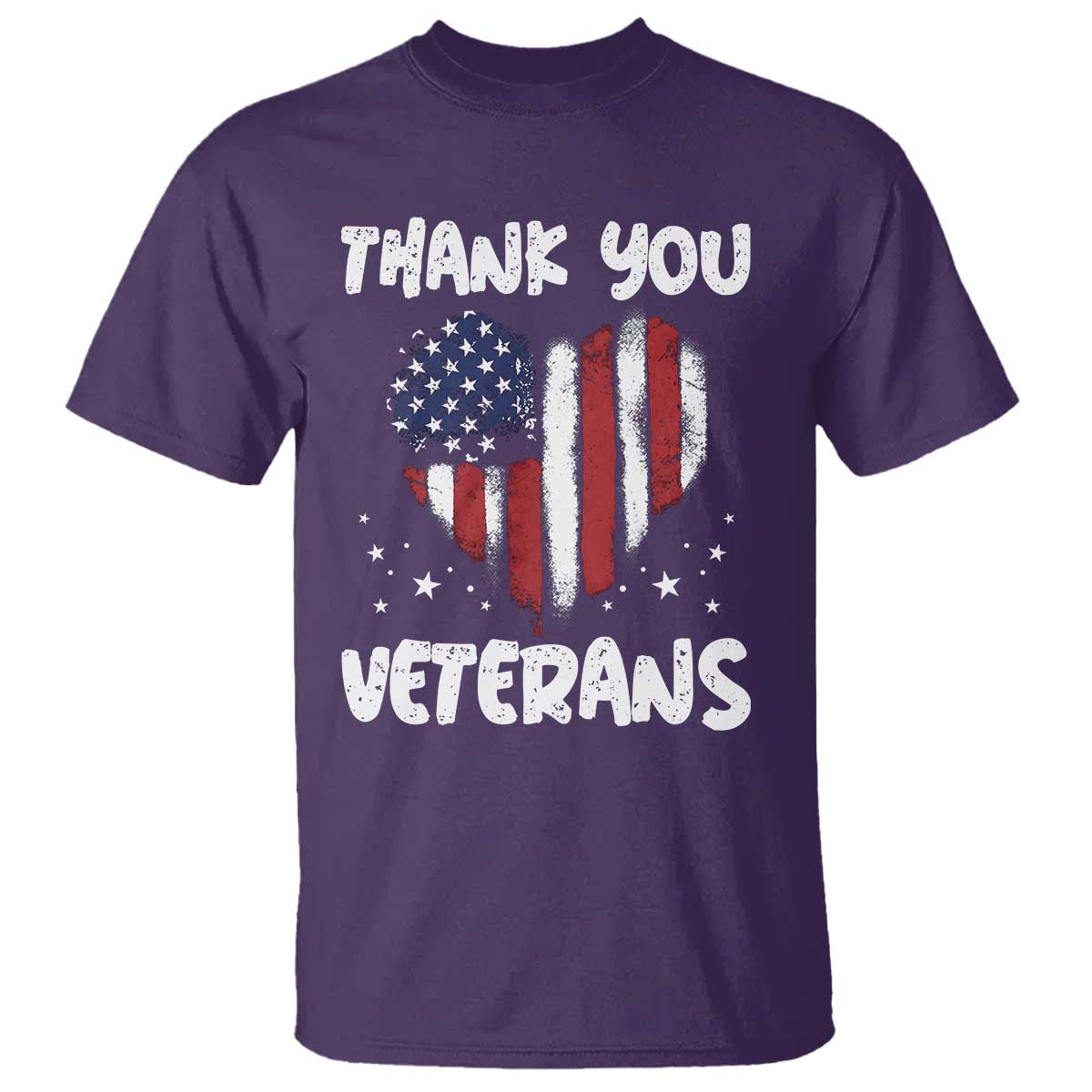 Thank You Veterans T Shirt Patriotic Veterans Day Grunge USA Flag Heart - Wonder Print Shop