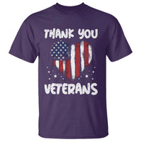 Thank You Veterans T Shirt Patriotic Veterans Day Grunge USA Flag Heart - Wonder Print Shop