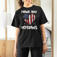 Thank You Veterans T Shirt For Women Patriotic Veterans Day Grunge USA Flag Heart - Wonder Print Shop
