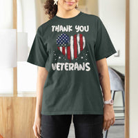 Thank You Veterans T Shirt For Women Patriotic Veterans Day Grunge USA Flag Heart - Wonder Print Shop