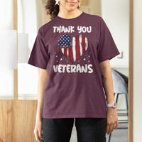 Thank You Veterans T Shirt For Women Patriotic Veterans Day Grunge USA Flag Heart - Wonder Print Shop