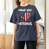 Thank You Veterans T Shirt For Women Patriotic Veterans Day Grunge USA Flag Heart - Wonder Print Shop