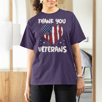 Thank You Veterans T Shirt For Women Patriotic Veterans Day Grunge USA Flag Heart - Wonder Print Shop