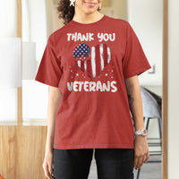 Thank You Veterans T Shirt For Women Patriotic Veterans Day Grunge USA Flag Heart - Wonder Print Shop