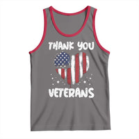 Thank You Veterans Tank Top Patriotic Veterans Day Grunge USA Flag Heart - Wonder Print Shop