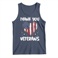 Thank You Veterans Tank Top Patriotic Veterans Day Grunge USA Flag Heart - Wonder Print Shop