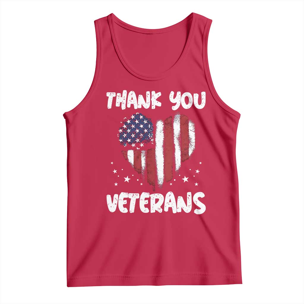 Thank You Veterans Tank Top Patriotic Veterans Day Grunge USA Flag Heart - Wonder Print Shop