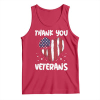 Thank You Veterans Tank Top Patriotic Veterans Day Grunge USA Flag Heart - Wonder Print Shop