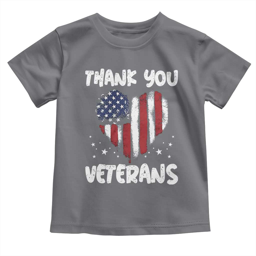 Thank You Veterans Toddler T Shirt Patriotic Veterans Day Grunge USA Flag Heart - Wonder Print Shop
