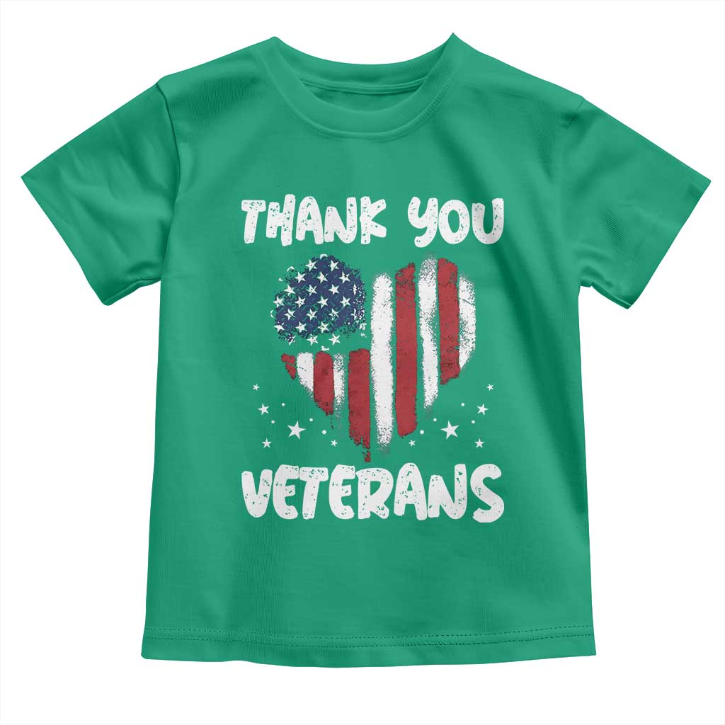 Thank You Veterans Toddler T Shirt Patriotic Veterans Day Grunge USA Flag Heart - Wonder Print Shop
