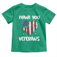 Thank You Veterans Toddler T Shirt Patriotic Veterans Day Grunge USA Flag Heart - Wonder Print Shop