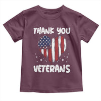 Thank You Veterans Toddler T Shirt Patriotic Veterans Day Grunge USA Flag Heart - Wonder Print Shop