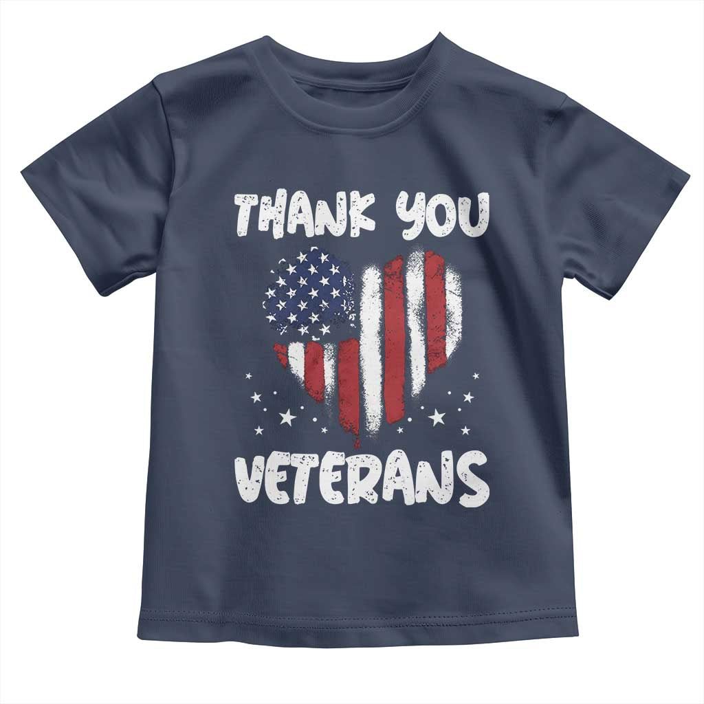 Thank You Veterans Toddler T Shirt Patriotic Veterans Day Grunge USA Flag Heart - Wonder Print Shop