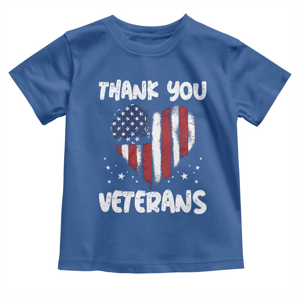 Thank You Veterans Toddler T Shirt Patriotic Veterans Day Grunge USA Flag Heart - Wonder Print Shop