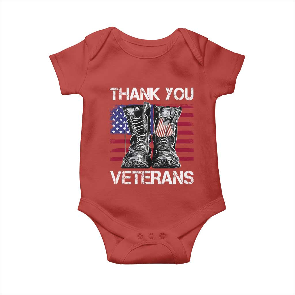 Thank You Veterans Baby Onesie American Flag Military Supportive Veterans Day - Wonder Print Shop