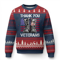 Thank You Veterans Ugly Christmas Sweater American Flag Military Supportive Veterans Day - Wonder Print Shop