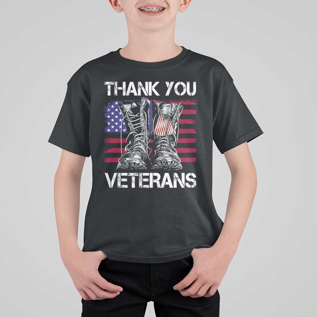 Thank You Veterans T Shirt For Kid American Flag Military Supportive Veterans Day - Wonder Print Shop
