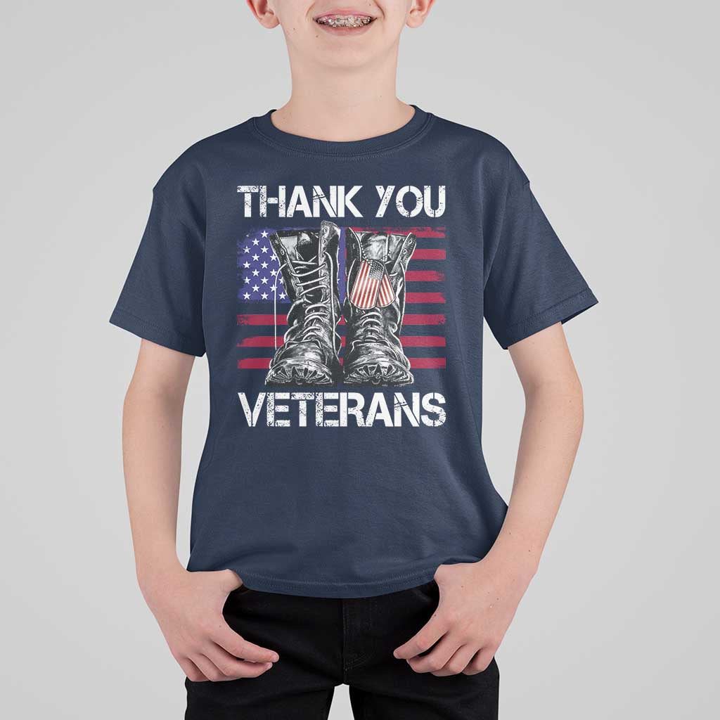 Thank You Veterans T Shirt For Kid American Flag Military Supportive Veterans Day - Wonder Print Shop