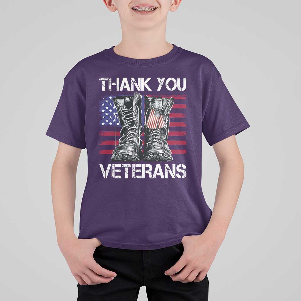 Thank You Veterans T Shirt For Kid American Flag Military Supportive Veterans Day - Wonder Print Shop