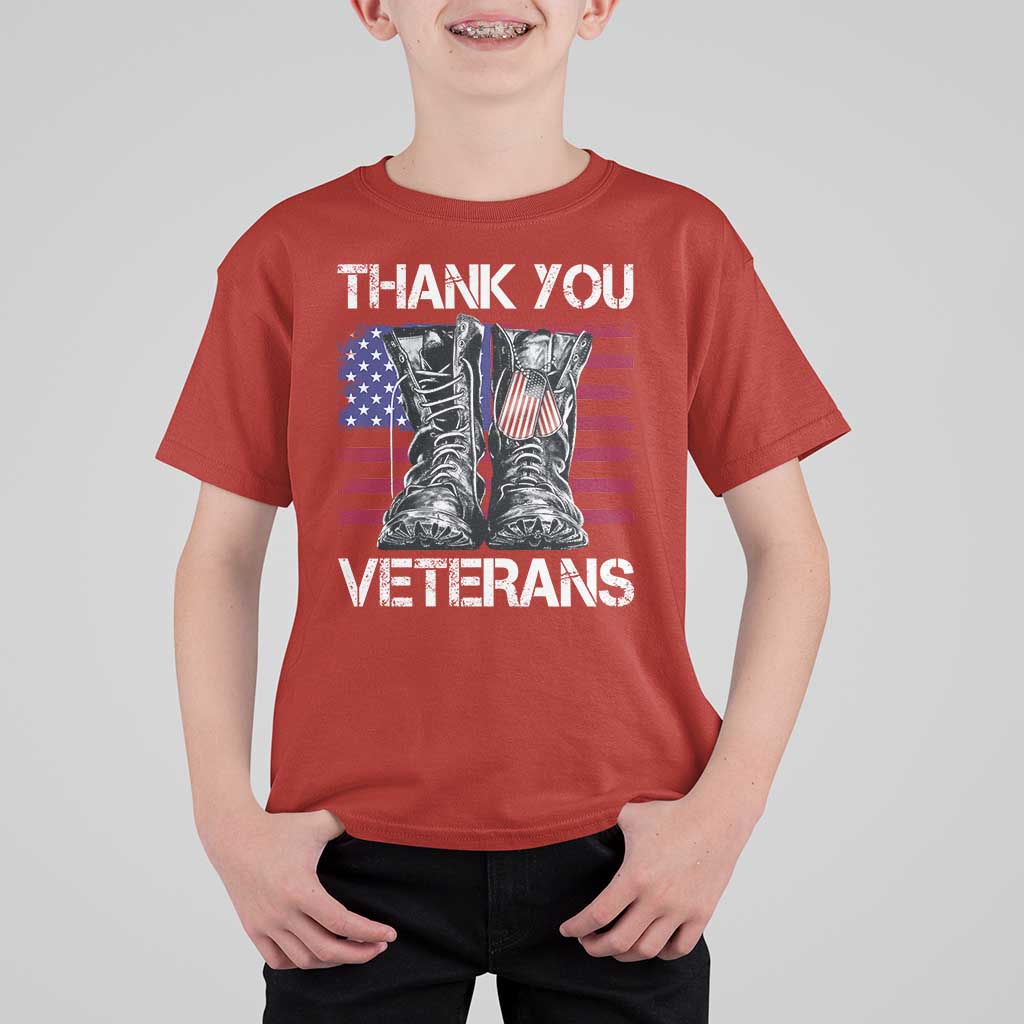 Thank You Veterans T Shirt For Kid American Flag Military Supportive Veterans Day - Wonder Print Shop