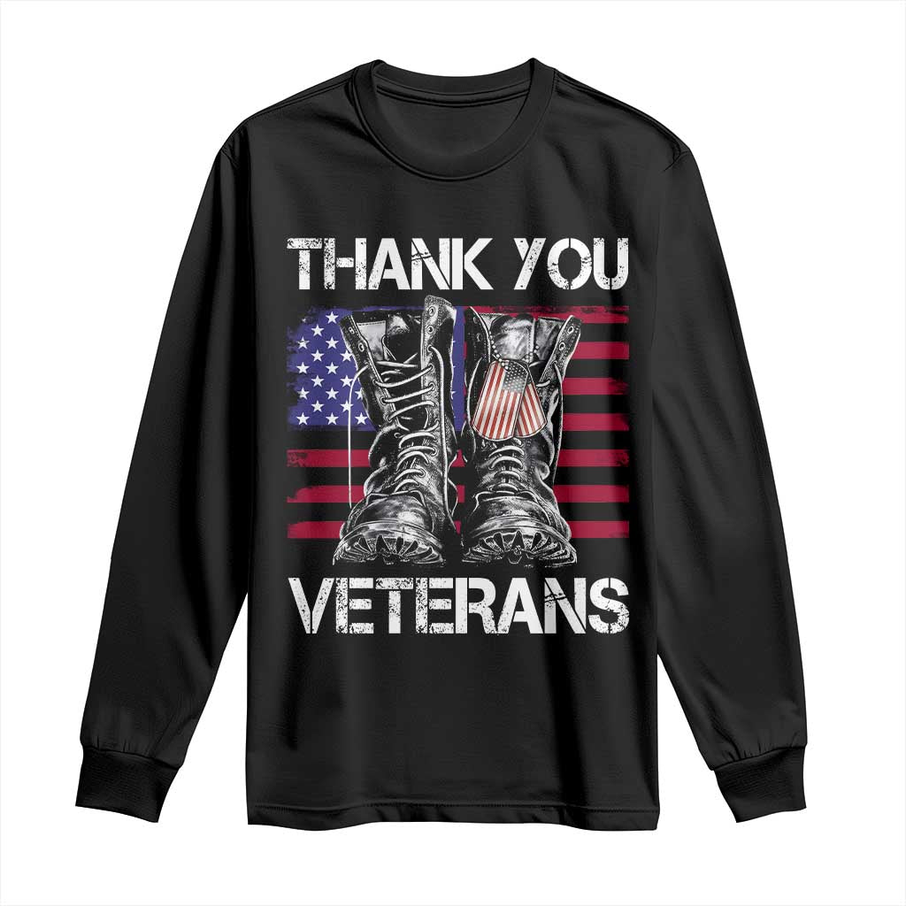 Thank You Veterans Long Sleeve Shirt American Flag Military Supportive Veterans Day - Wonder Print Shop