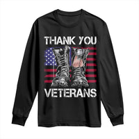 Thank You Veterans Long Sleeve Shirt American Flag Military Supportive Veterans Day - Wonder Print Shop