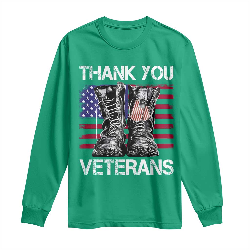 Thank You Veterans Long Sleeve Shirt American Flag Military Supportive Veterans Day - Wonder Print Shop